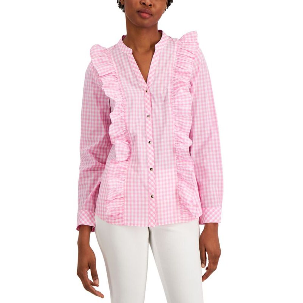 Charter Club Woven Long Sleeve Ruffled Top